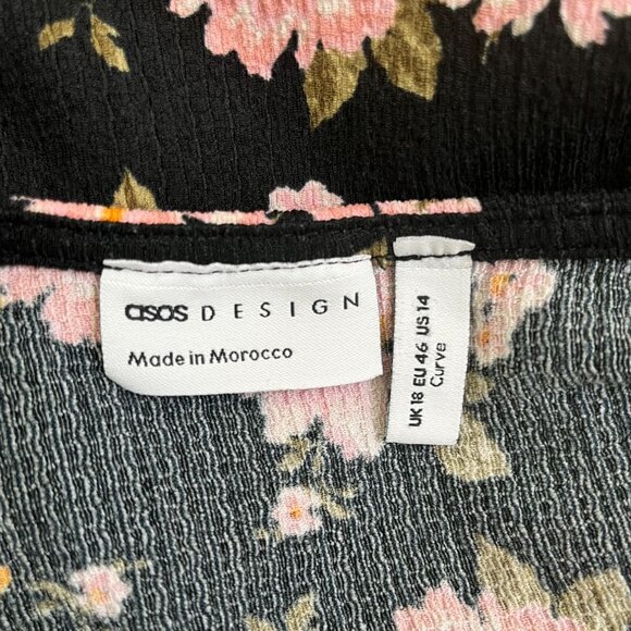 ASOS DESIGN Crinkle Wrap Midi Tea Dress Leopard & Ditsy Print | 14 - Picture 10 of 13